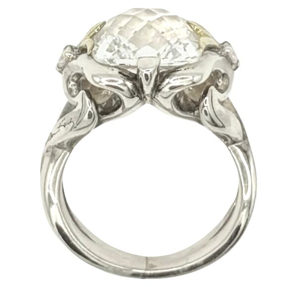Estate Ring in Sterling Silver & 18K Gold • Sculptural Art Nouveau Design - Picture 2 of 6